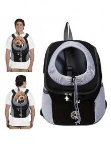 1 Stück Rucksack Hundetransportbox für Welpen und kleine/mittlere Hunde und Katzen, atmungsaktiver und verstellbarer Hundetransportrucksack zum Wandern, Spazierengehen, Reisen, Radfahren und für den Außenbereich