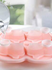 4 Stück/Set rosa Pinguin geformte Eiswürfelform, Eiswürfelform mit großer Kapazität, Silikon Eiswürfelbereiter, Kühlschrank Eisbox, mini Pinguin Design, einfaches Herauslösen, praktische Eisherstellung, versiegelte Verpackung, Küchenutensilien