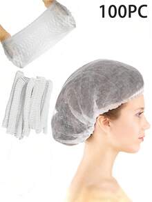 100 piezas Gorros de ducha desechables tipo bouffant, de tela no tejida, adecuados para trabajadores de servicios de alimentos, salones, cocinas