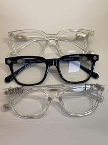 1pcs New Unisex Rectangular Retro Dust Mirror 2025 Fashion Design Retro Glasses Women Ladies Glasses Casual Mirror