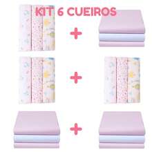Kit Of 6 Printed And Plain Flannel Baby Swaddles 80cm X 50cm - 100% Cotton - 淺粉色 - 查看 1
