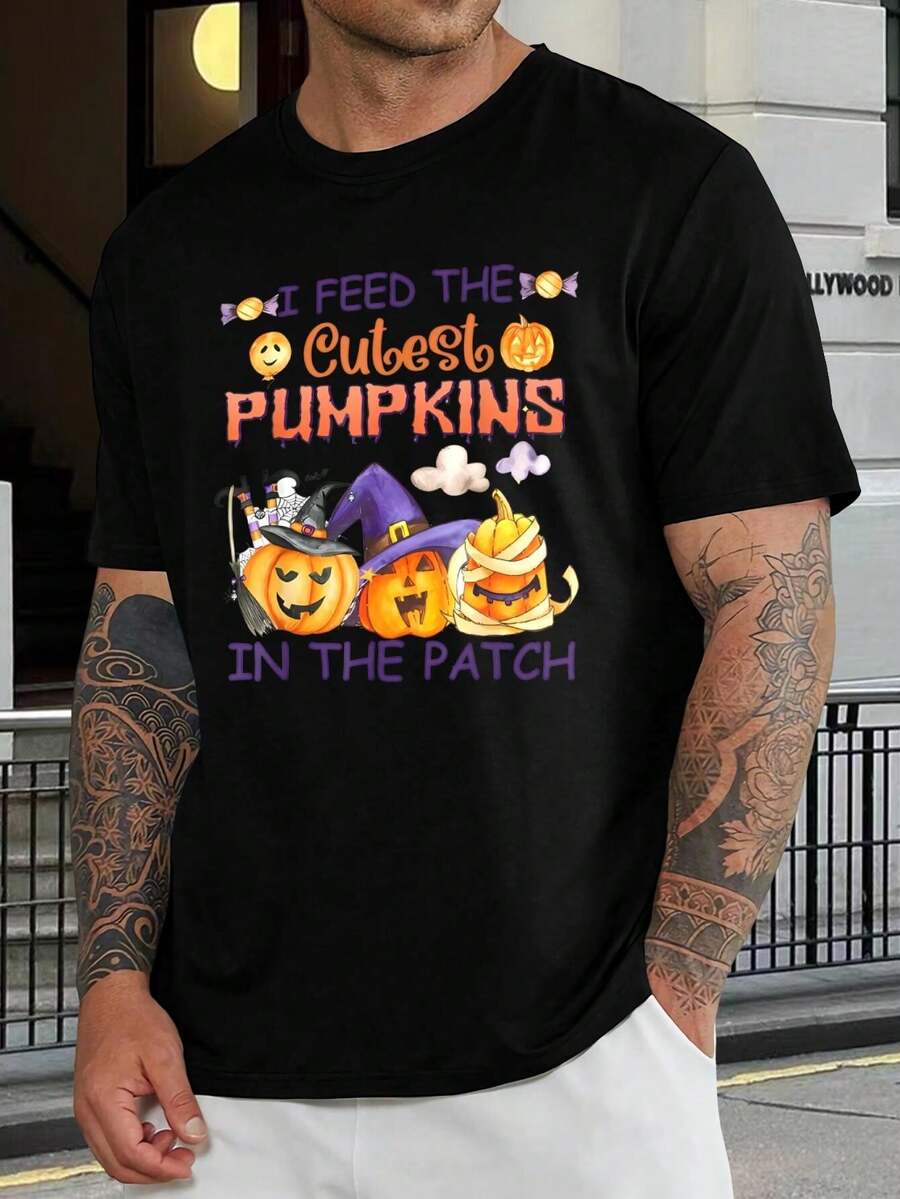 Camiseta de calabaza más linda de Halloween - Camiseta divertida de calabaza para hombres, mujeres, camiseta gráfica de otoño, camiseta de temporada de miedo, camiseta de disfraz de Halloween, camisetas a juego para la familia - Negro - Ver 1