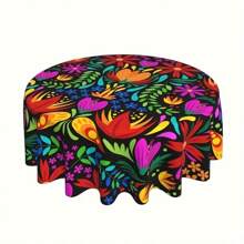 1 bucată față de masă rotundă de 60 de inchi, design cu mandala boemă, cârpă de masă rotundă, colorată, rezistentă la apă, covorașă de picnic pentru grătar în curte în stil boho, decor pentru bucătărie de acasă