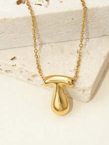 1pc Stainless Steel Asymmetrical Letter & Bubble 3D Pendant Necklace, Fashionable Jewelry Gift For Women - Yellow Gold - View 28