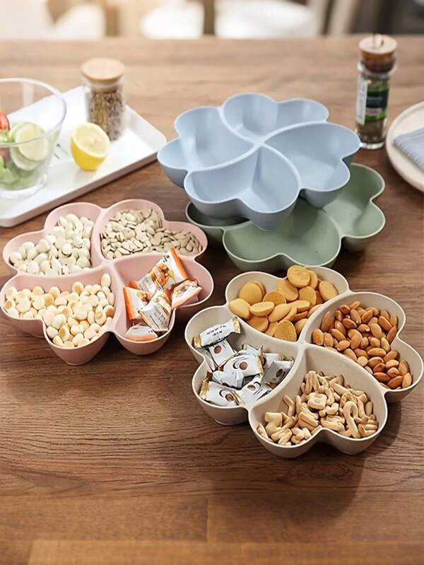 1 pieza Bandeja dividida con forma de corazón para frutas, plato de aperitivos, caja de almacenamiento, apto para cumpleaños, fiestas, bodas, frutas secas, aperitivos, postres, tartas, frutas, decoración de mesa, ornamentos de escritorio