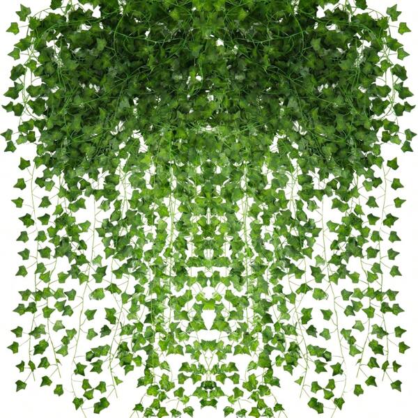 COSANSYS Künstlich Efeu Hängend Girlande 24Stück 2m Efeugirlande Künstlich Efeubusch Kunstpflanze Girlande für Hochzeit, Küche, Garten, Party Wanddekoration 50.4m
