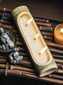 1 Bambus Behälter Aromatherapie Kerze, Pflanzliches Aroma-Öl, Sojaöl, geeignet für Innen-Aromatherapie, Heimdekoration, Fotografie Requisiten, Hochzeitssaison, Muttertag, Abschlusszeit