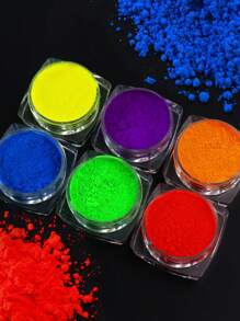 6 pièces/set Poudre de paillettes fluorescente irisée scintillante pour remplissage de résine, moulages de résine époxy, fournitures pour la fabrication de bijoux, matériel d'artisanat vibrant, effet chatoyant, fournitures d'artisanat d'été