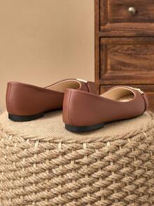 WHDXY 1 Pair Women Soft Pointed Toe Flats, Versatile Office Work Shoes, Ballet Ballerina Slip-On Loafers, Commuting Casual Flat Shoes - Brown - View 5