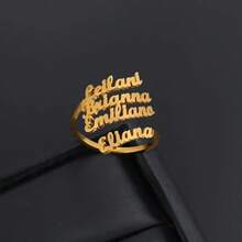 定制情侣戒指、家庭戒指、个性化珠宝、不锈钢材质、可调节尺寸、圣诞礼物、家庭礼物、2026春季时尚 - 彩色 - 查看 20