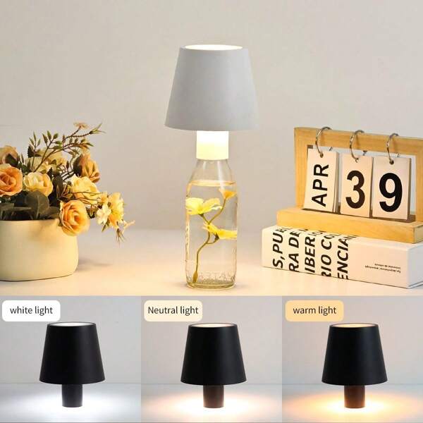 1 pièce Lampe de bouteille LED rechargeable, éclairage à 3 couleurs avec variateur, lampe de décoration pour chambre à coucher, salon, table de chevet, bar, café, restaurant, camping, fête