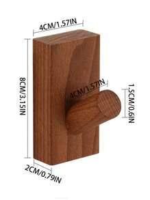 1pc Wood Round Wall Hook, No Drill Needed. Round Wooden Hook, Wood Wall Mounted Hook Rack For Clothes, Towels, Home Decor Rustic