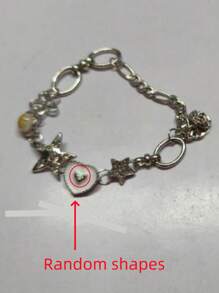 1pc Fashionable Retro Y2K Hiphop Star Heart Decor Chain Bracelet For Women, Versatile For Summer, Holiday Party, Beach, Dance