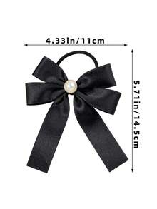 3pcs Girls Bows Hair Scrunchies Pearl Elastic Hair Ties No Damage Ponytail Hair Ties Hair Accessories - Multicolor - View 3