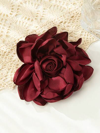 1pc New Black Handmade Burned Edge Flower Style Fashion Brooch, Unisex Party Accessory