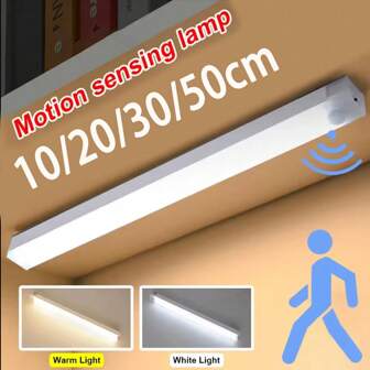 Wireless Motion Sensor LED Night Light USB Rechargeable Long Strip Bar Lamp For Cabinet Kitchen Wardrobe Bedside Staircase Tube,Led Lights,Wall Light,Motion Sensor Lights,Constant Light Mode, Motion Sensing Mode,Night Light,Cabinet Lights,Luz Led