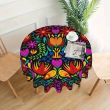 1 bucată față de masă rotundă de 60 de inchi, design cu mandala boemă, cârpă de masă rotundă, colorată, rezistentă la apă, covorașă de picnic pentru grătar în curte în stil boho, decor pentru bucătărie de acasă