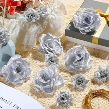 10/15/20/25/30 paquets de têtes de fleurs de rose artificielles, têtes de fleurs de roses en soie de 3,5 pouces en vrac, têtes de fleurs en faux or pour centres de table, murs de fleurs, artisanat DIY, bouquets de mariage, fête