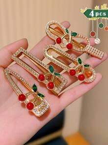 4/8pcs Multi-Color Fashion Girls Hair Clips Cherry Accessory Design, Suitable As Girls Gift, Girls Hair Accessories, Things Girls Like - Multicolor - View 10