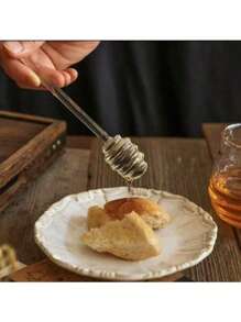 1 pièce Cuillère à miel, bâtonnet mélangeur en verre à long manche pour le café, la confiture, outil idéal de cuillère à miel