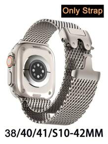 1 Pieza Correa deportiva magnética unisex estilo Milanese Loop compatible con Apple Watch de 38mm, 40mm, 41mm, 42mm, 44mm, 45mm, 49mm, S10 de 42mm y 46mm. Brazalete de moda casual para hombres, ajustable, de acero inoxidable, resistente al agua y transpirable, para uso diario, fiestas, verano. Accesorio de reloj inteligente, regalo para el Día del Padre, vacaciones para hombres y mujeres.