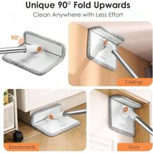 MOPALL Spin Mop And Bucket With Wringer Set For Home, Dual Chambers Dirty And Clean Water Self Separation For Hardwood Floor Wall Window Cleaner (1 Square Mop And 1 Round Mop With 4 Microfiber Pads) - 1 Square Mop and 1 Round Mop - 查看 6