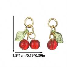 12pcs/Set Fashionable Cute Plastic Cherry Decor, Suitable For DIY Jewelry Making Bracelets, Necklaces, Earrings, Pendants