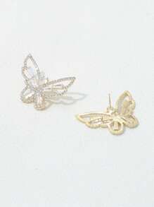 1 Pair Elegant Butterfly Zirconia Stud Earrings, Minimalist And Practical Multi-Purpose