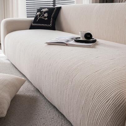 1 件双色提花线性纹理弹力沙发垫套，简约风格，宠物友好，适合春、夏、秋、冬，防尘防污，旧沙发的节日装饰，适合单人/2/3/4 座 L 型沙发