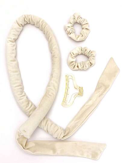 4pcs Women's Hair Styling Tools Set Including Heatless Curling Wand, Braiding Tool, Hair Ties And Hair Claw Clips Hair Accessories