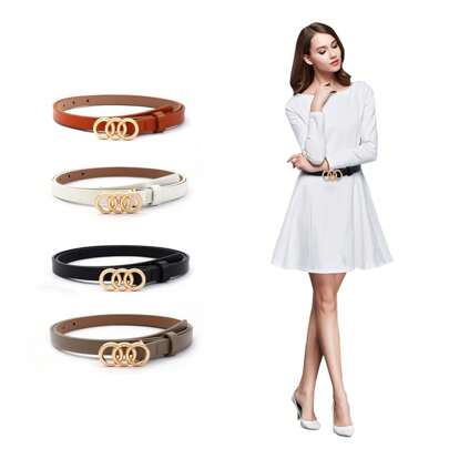 1pc Three Circular Buckle Belts For Women - Adjustable Waistband With Stylish Accent, Versatile Fashion Accessories For Daily Outfits & Casual Wear