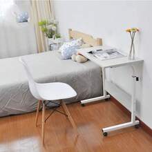 Computer Table Stand Adjustable Bedside Portable Study Mobile Laptop With Wheel - White - View 5