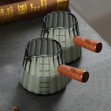Taza medidora de café expreso de vidrio con de madera de 180ML, taza extractora de café con escala, jarra medidora de leche resistente a altas temperaturas - Claro - Ver 9