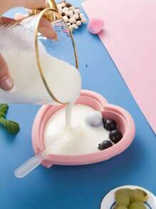 1 Stück herzförmige Silikon-Eis-am-Stiel-Form mit Deckel, Mini rosa Eis-am-Stiel-Hersteller, DIY Eiscreme-Form, Sommer-Küchenhelfer