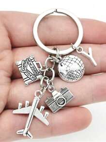 26 Letters Unisex Airplane Alloy Keychain, Street Fashion Airplane, Globe, Camera Metal Keychain Accessories, Best Friend Travel Accessories Pendant Gifts, Fashion Keychains, Car Keychains, Interesting Keychains, Men's Accessories, Women's Accessories, Ideal Holiday Gifts For Travel Enthusiasts, Suitable For Daily Wear, Mobile Phones, Backpacks, Fashion Pendant Accessories, Holiday Gifts, Birthday Gifts, Father's Day Gifts School Cartoon