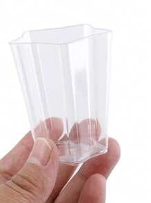 25/50/100 piezas Tazas de postre de plástico de 2,5 oz, 70ml forma de pentágono, tazas transparentes de postre para parfait, aperitivo, reutilizables, cuencos para servir postre, pudín, mousse para fiestas (5 X 6,1cm)