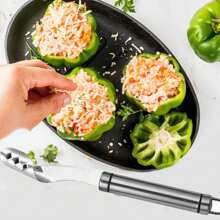 1pc Stainless Steel Cut Pepper To Core Household Tiger Skin Green Pepper Seeded Vegetable Slicer Tomato Core Remover Deseeder Tool