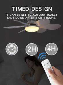 Ventilateur de plafond avec lumière et télécommande, ventilateur de plafond à LED dimmable de 40 W avec douille E27, ventilateur de plafond pour chambre à coucher, salon, 6 pales, 3 vitesses, minuterie