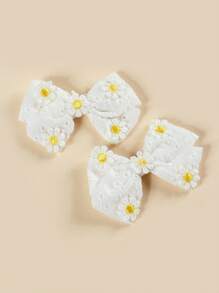 2 Stücke weiße Gänseblümchen Schleifen Baby Haarklammern, süße Accessoires für tägliche Frisuren von Neugeborenen und Kleinkindern