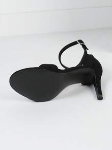 Timesize 女士黑色高跟凉鞋、正式工作鞋、新娘婚礼高跟鞋、办公室浅口鞋、夏季细高跟鞋、最新设计 - 黑色 - 查看 8