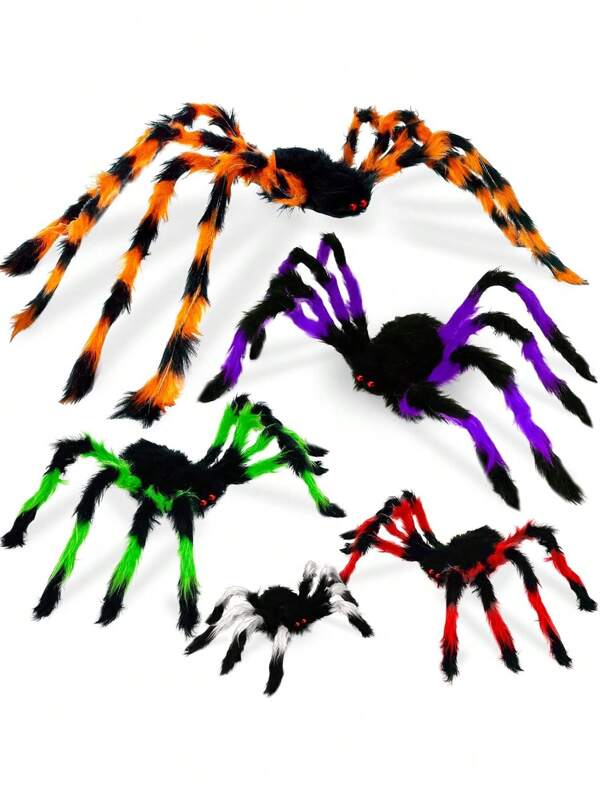 Decoraciones de Halloween de arañas para interiores y exteriores, arañas falsas espeluznantes, arañas negras posicionables de Halloween para el patio, el porche, la casa encantada y la fiesta. Decoración de arañas perfecta para decorar tu casa encantada de Halloween, el patio, el porche, las paredes y la puerta. ¡Habrá mucha diversión en la fiesta de Halloween!