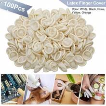 100PCS Disposable Finger Cover Rubber Gloves Non-Slip Anti-Static Latex Finger Cot Fingertip Protector Finger Thumb Sleeve Glove - Multicolor - View 6