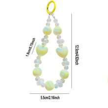 TOOUEE 1PC Cute Heart-Shaped Solid-Colored Theme Keychain Beaded Phone Charm ,Acrylic Keychain Bag Car Key Pendant Key Chain For Gifts Cartoon Character Keychain Themed Gift For Lovers Cute Stuff Birthday Gift Charm