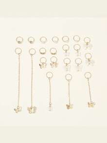 24 件贝壳珍珠发圈、辫子发饰珠、发圈珍珠贝壳海星流苏发圈套装 - 彩色 - 查看 7