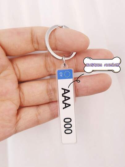 1PC Custom Car License Plate Keychain, Custom Name Keychain, Custom License Plate Keychain, Custom Number Plate Acrylic Keychain, Personalized Car Keyring, Custom Car Accessories For Family Members, School Supplies, Back To School, School Gift, For Office, For School, For Classroom, For Teacher Gifts, For Boys And Girls, For Teenagers, High School Senior High School Students, College Students, University Students, Colorful, Cute, Adorable, Funny, Kawaii, Y2K, Stylish, Customized, Ideal Gifts For Him, Delicate Romance, Winter Fashion