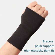 1Pair Of Black Nylon Wrist Support Sleeves Palm Protection Braces For Men And Women Comfortable Fitness Gloves For Daily Use Sports And Outdoor Activities