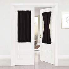 Local Warehouse- Door Curtain Panel, Grey French Door Curtains Blackout Thermal Insulated Curtain Sidelight Privacy For Window/Living Room/Doorways/Classroom (25W By 72L Inches, 1 Panel) - 太妃糖棕色 - 查看 1