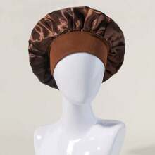 1pc Solid Color Wide Brim Satin Sleep Cap, Fashionable Hair Care Hat For Women Boy Valentine Heart Women's Valentine