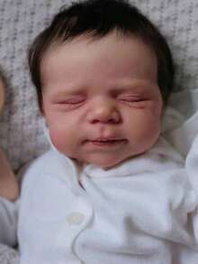 48 CM Realista Vinilo Suave Reborn Asleep Doll Con 3D-pintura de la piel y las venas visibles, 19 pulgadas Alive Recién Nacido Lovely Bebe Cute Child Bedtime Toy (Algunas partes al azar, incluyendo chupete, biberón, pañal y ropa Set) - Blanco - Ver 6