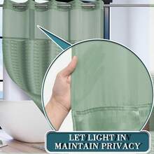 Wide Hotel Fabric Shower Curtain With Snap In Liner 108" X 74" For Bathroom Machine Washable Waterproof Repellent Shower Curtain (White 108" (W) X 74"(H)) - 格紋鼠尾草綠 - 查看 2